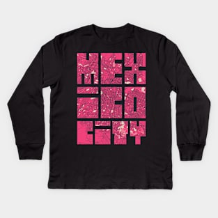 Mexico City Map Typography - Blossom Kids Long Sleeve T-Shirt